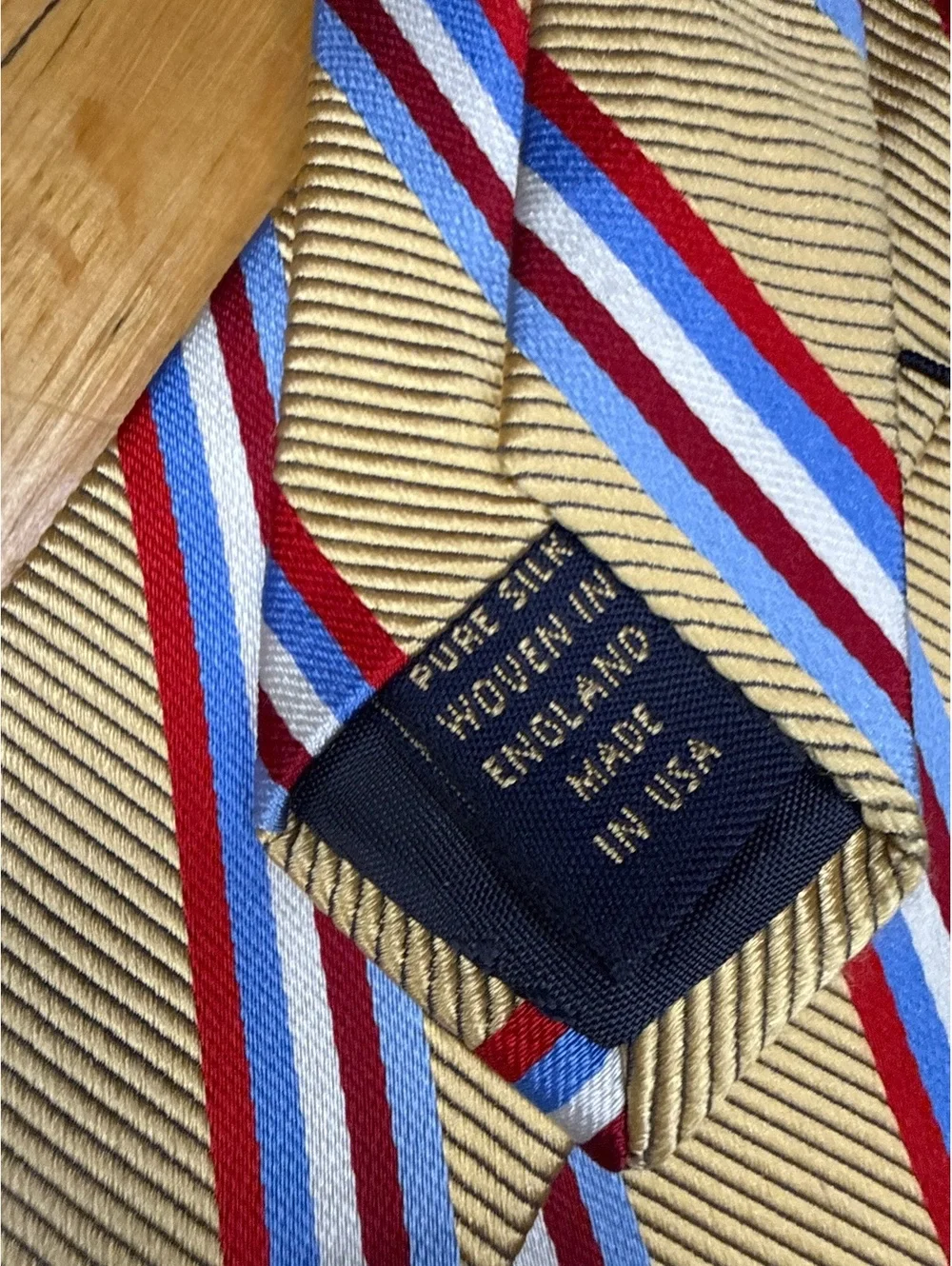 Vintage Brooks Brothers Makers Tie Pure Silk England USA Red Blue Stripe